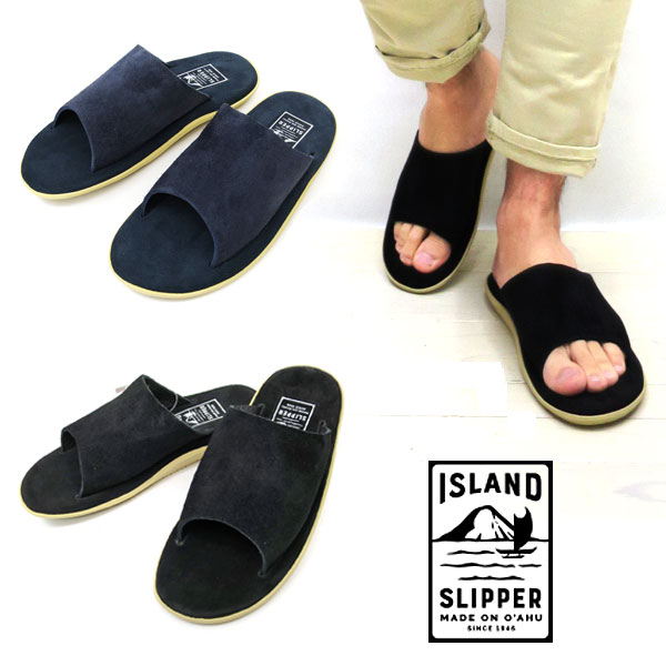 【☆安心の国内正規品☆】アイランドスリッパ シャワーサンダル　スエード×スエード 【 BLACK/BLACK、NAVY/NAVY 】 PTS705BHR ISLAND SLIPPER　ユニセックス アイランドスリッパー　REVERSE BULL HIDE SLIDE