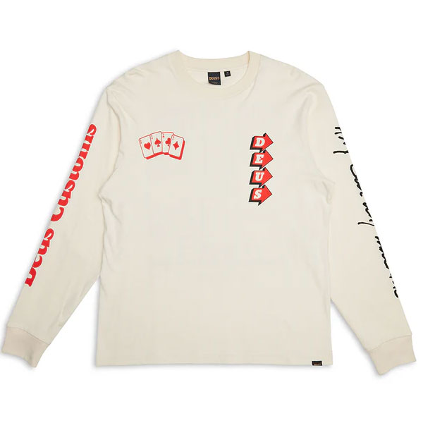 【SALE 20％オフ】 デウスエクスマキナ WAY OFF LS TEE DMF241546 Deus Ex Machina Dirty White deus ロンT 長袖 Tシャツ プリント ※返品交換不可商品