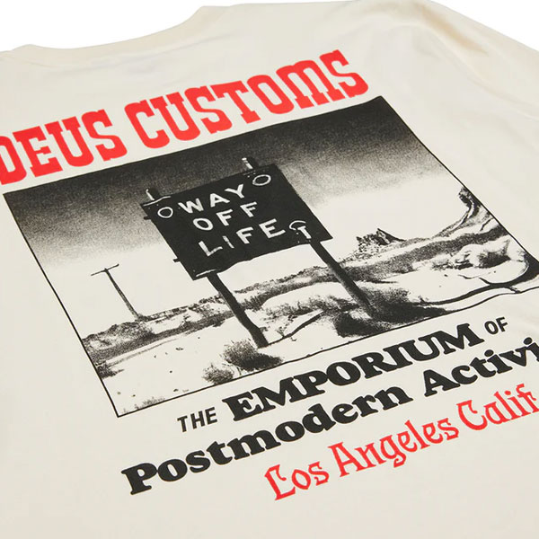 【SALE 20％オフ】 デウスエクスマキナ WAY OFF LS TEE DMF241546 Deus Ex Machina Dirty White deus ロンT 長袖 Tシャツ プリント ※返品交換不可商品