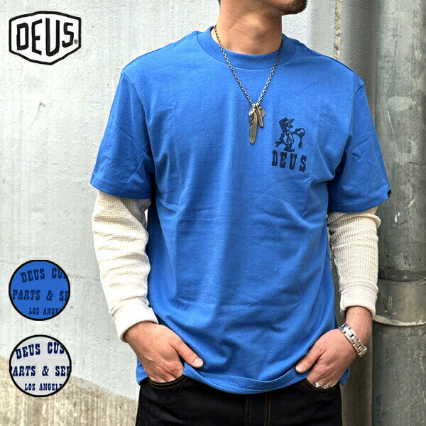 2024SS デウス tシャツ 【メール便で発送】 デウスエクスマキナ Tシャツ deus ex machina OLD TOWN TEE 【 FRENCH BLUE VINTAGE WHITE 】 デウスエクスマキナ tシャツ 半袖 メンズ DMP241250C deus tシャツ DEUS EX MACHINA