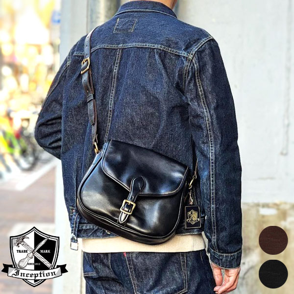 OPUS INCEPTION オーパス インセプション  HORSE HIDE MAIL BAG ホースハイドメールバッグ （スモール） 馬革 ホースハイド ホースバッド ショルダーバッグ レザーバッグ 日本製 アクセルカンパニー 茶芯