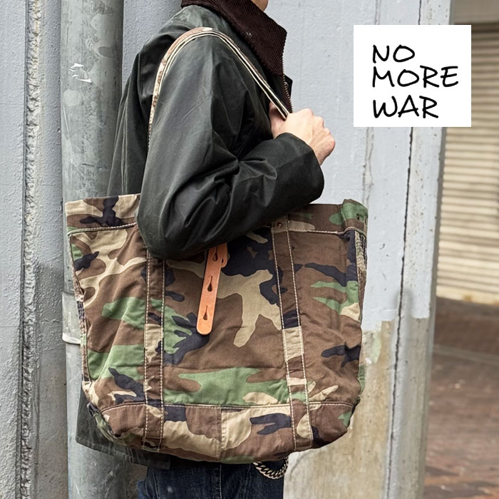 リメイクバッグ 【 NO MORE WAR 】ノーモアウォー ミリタリーカモトートバッグ MILITARY CAMO TOTE BAG 肩掛け可能