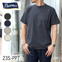 PHERROW'S フェローズ 半袖無地ポケットTシャツ 23S-PPT メンズ コットン100％ ポケT 定番 ブラック ホワイト H.グレー ネイビー 