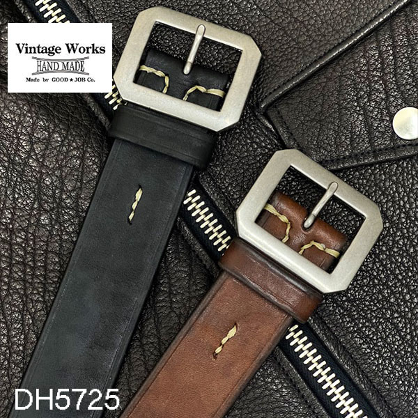  Vintage Works　ヴィンテージワークスDH5725 ハンドメイドレザーベルト　牛革（ベンズレザー）幅 約39mmビンテージワークス　ベルト　アメカジ　5ホール 国産