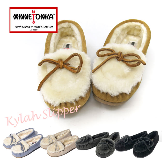 【国内正規品】 ミネトンカ モカシン MINNETONKA モカシン　KYLAH SLIPPER / キーラスリッパー　ボアモカシン【全5色】 40688 40682 40726 40727 40729　足裏が暖かい冬仕様　スリッポン レディース ミネトンカ モカシン ボア　リボン キラースリッパのサムネイル
