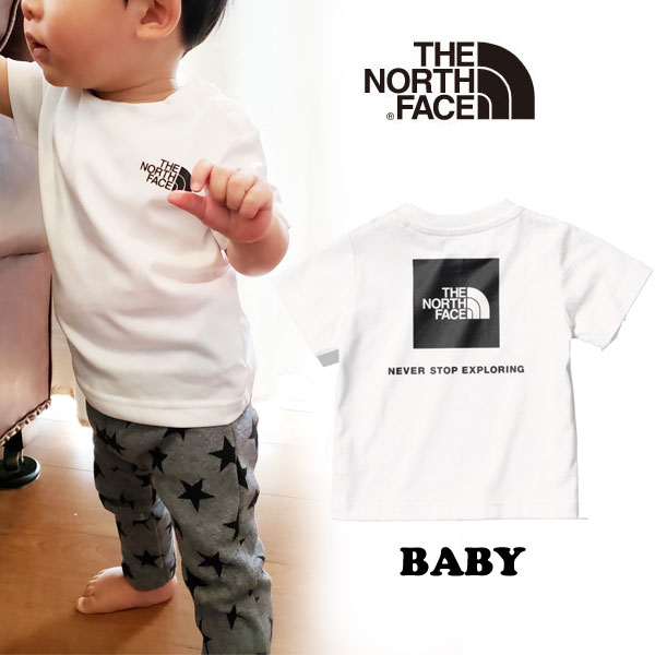 2024春夏モデル ノースフェイス ベビーショートスリーブバックスクエアロゴティー THE NORTH FACE ザ ノースフェイス B S/S Back Square Logo Tee NTB32333 ロゴt 80 90 ホワイト　オーガニックコットン Tシャツ