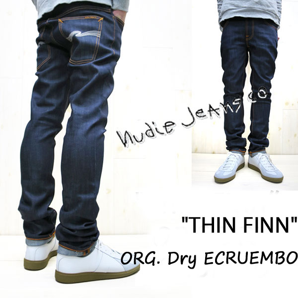 【人気】【チェーンステッチにて裾上げ無料】*育てがいのある"DRY"【定番】 NUDIE JEANS ( ヌーディージーンズ ) THIN FINN color（559）ORGANIC DRY ECRU EMBOTHINFINN NUDIE NUDIE JEANS ヌーディー シンフィン ジーパン　デニム　エクルエンボ