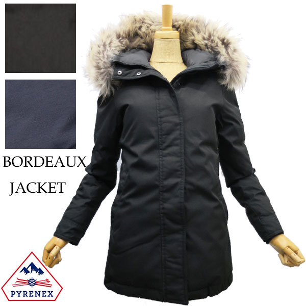 即納【2018秋冬モデル】36サイズのみ PYRENEX BORDEAUX JACKET ピレネックス　ボルドージャケット 　レディース ダウン　【 Black 】 700フィルパワー フレンチダックダウン ダウンコート