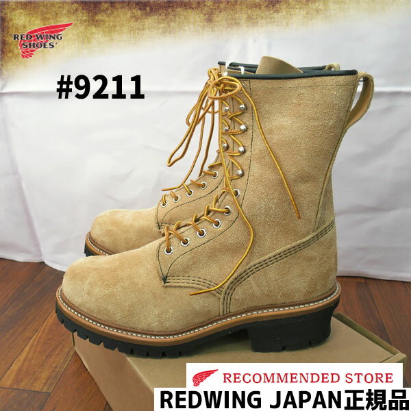ブーツ, エンジニア  RW JAPAN 9 () 9211 RED WING 9 LOGGER (STEEL-TOE) TAN BULLHIDE ROUGHOUT D REDWING