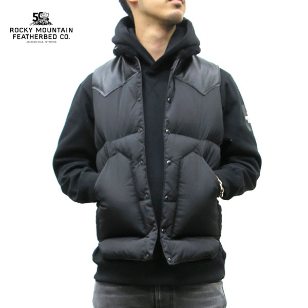  CHRISTY VEST / NYLON ボア付 Rocky Mountain Featherbed ロッキーマウンテンフェザーベッド クリスティベストオールブラック MADE IN JAPAN　200-232-02