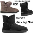 革タグ&撥水・防汚性をプラス 【CLASSIC CUFF MINI 】【 ugg 国内正規商品 】 ugg classic cuff mini UGG AUSTRALIA ( アグ オーストラリア ) ugg クラシック カフ ミニ 【 BLACK 】 ugg ムートンブーツ 正規品 ウィメンズ シープスキン