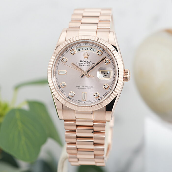 ロレックス デイデイト36 118235FA ピンク 保証書2014年 ランダムシリアル ROLEX 中古メンズ 腕時計 送料無料