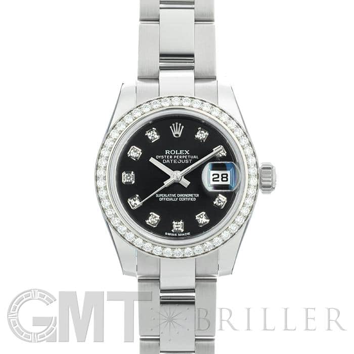 ロレックス デイトジャスト 179384G ブラック ダイヤモンド オイスターブレスレット ROLEX 新品レディース 腕時計 送料無料