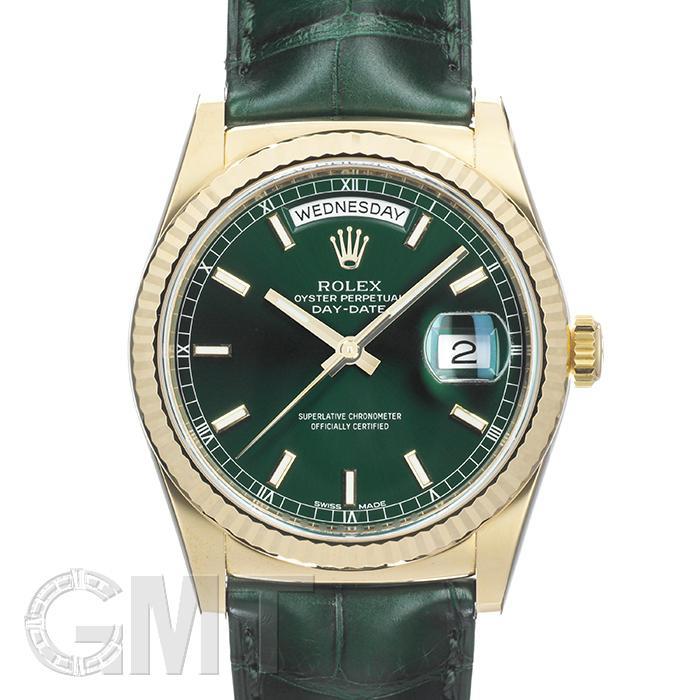 ロレックス デイデイト36 118138 グリーン 保証書2015年 付属品完品 ランダムシリアル ROLEX 中古メンズ 腕時計 送料無料