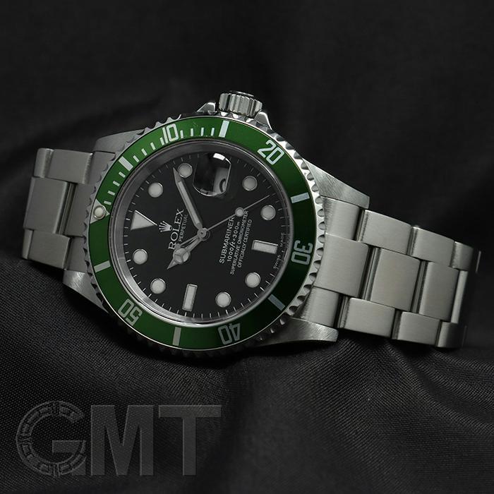 ロレックス サブマリーナーデイト 16610LV ビッグスイス/ライムベゼル 保証書2005年 F番 ROLEX 中古メンズ 腕時計 送料無料