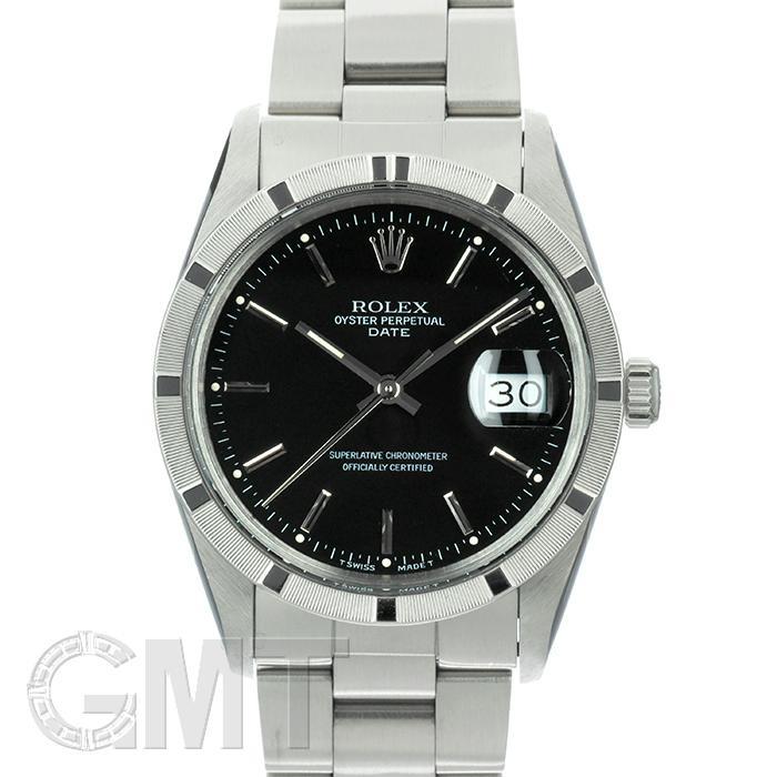 ロレックス オイスターパーペチュアルデイト 15010 ブラック 保証書1987年 91番台 ROLEX 中古メンズ 腕時計 送料無料