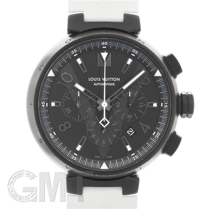 ルイヴィトン タンブール オールブラック クロノグラフ Q1A62Z LOUIS VUITTON 中古ユニセックス 腕時計 送料無料