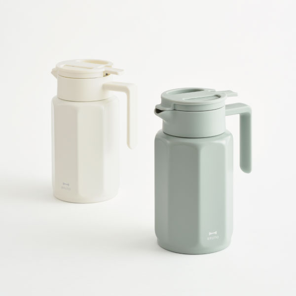 卓上ポット おしゃれ 保温 洗いやすい 保冷 テーブルポット ステンレスポット ポット 魔法瓶 750ml 0.75L ハンドル コンパクト 真空二重構造 ピッチャー キッチン雑貨 北欧 インテリア雑貨 白 ホワイト アイボリー グリーン( ブルーノ BRUNO ステンレステーブルポット )