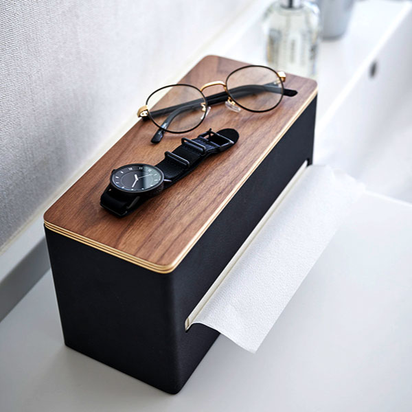 おしゃれ 木製 北欧風 ふた付き キッチンペーパー 卓上 収納 スマート ペーパータオル ホルダー マグネット 厚型 インテリア雑貨 かわいい 洗面所 キッチン スパイスラック 小物置き シンプル ウッド リビング( 山崎実業 両面ティッシュケース リン RIN ) [3]