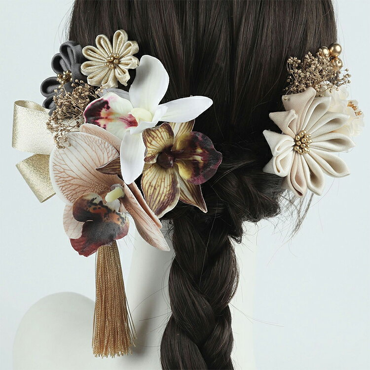 髪飾り 浴衣 レディース 和装 小物 ヘアアクセサリー ヘッドドレス ドレス 女性浴衣 女の子 飾り 花 セット かすみ草 百合 タッセル ゴールド 和装アクセサリー 可愛い ギフトボックス 和服 洋装 振袖 夏祭り 和風 入学式 花火大会 七五三 結婚式 Uピン カーキ ブルー 紫の商品画像 2