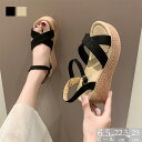 サンダル レディース ウェッジソール 6.5センチ ウェッジサンダル ファッションサンダル 厚底サンダル 女性 履きやすい クロスベルト 美脚 ストラップ 幅広 疲れない アンクルストラップサンダル 同窓会 美脚 歩きやすい リゾート靴 杏色 ブラック