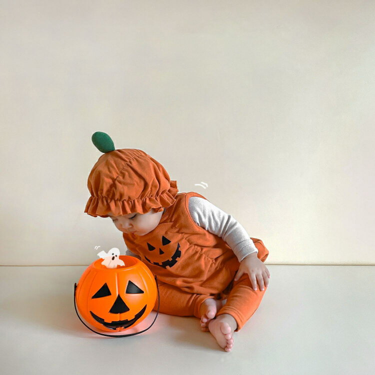 ハロウィン かぼちゃ コスプレ 子供 ロンパース ハロウィーン クリスマス 衣装 3点セット 子供 女の子 男の子 コスプレ 衣装 パーティー おしゃれ 赤ちゃん ベビー キッズ 可愛い 出産祝い 新生児 着ぐるみ プレゼント 秋冬 ハロウィーン仮装 綿 66/73/80/90 帽子付き