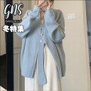 アシンメトリー 無地 オーバーサイズ vネックカーディガン ニット カーディガン ブルー ホワイト アウター 秋 冬 春 レディースカーディガン 羽織り おしゃれ きれいめ カジュアル トップス ファッション ゆったり 長袖 10代 20代 30代