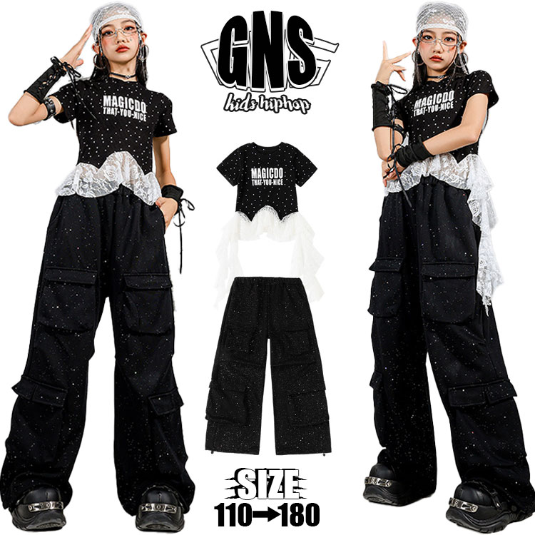 ドット柄英字レースフリルtシャツシ...