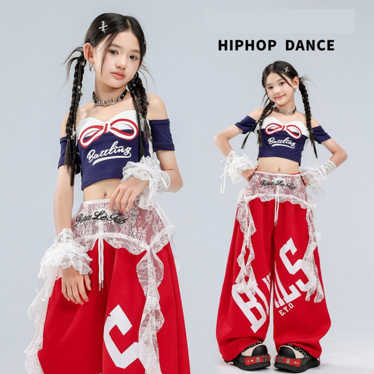キッズダンス衣装 赤 セットアップ 女の子 ジャズ 韓国 K-POP衣装 アイドル風 イベ...