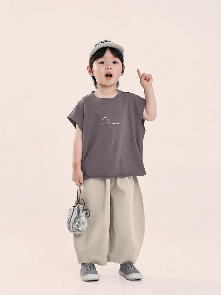 キッズ タンクトップ 男の子 夏 Tシャツ 半袖 ノースリーブ 子供服 グレー トップ...