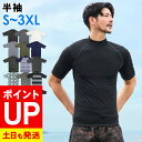 【エントリーでポイントバック】接触冷感 ラッシュガード メンズ 半袖 Tシャツ UPF50+ S~3XL UVカット98% スタンドカラー 水陸両用 UVカット 紫外線対策 GRID SURF サーフィン マリンスポーツ 18G-RG1