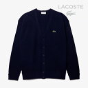 ・LACOSTE|Garter Stitch V-Neck Cardigan/ ラコステ/ガーター ステッチ ブイネック カーディガン/ネイビーxブルー #