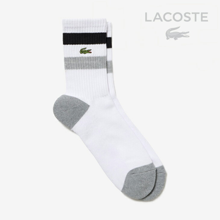 LACOSTEBicolor Striped American Rib Socks/ 饳/Х顼 ȥ饤 ꥫ ...