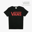 ヴァンズ ペアTシャツ ＊VANS｜W Classic Logo SS T-Shirts 2/ ヴァンズ/クラシック ロゴ ショートスリーブ Tシャツ 2/ブラックxレッド #