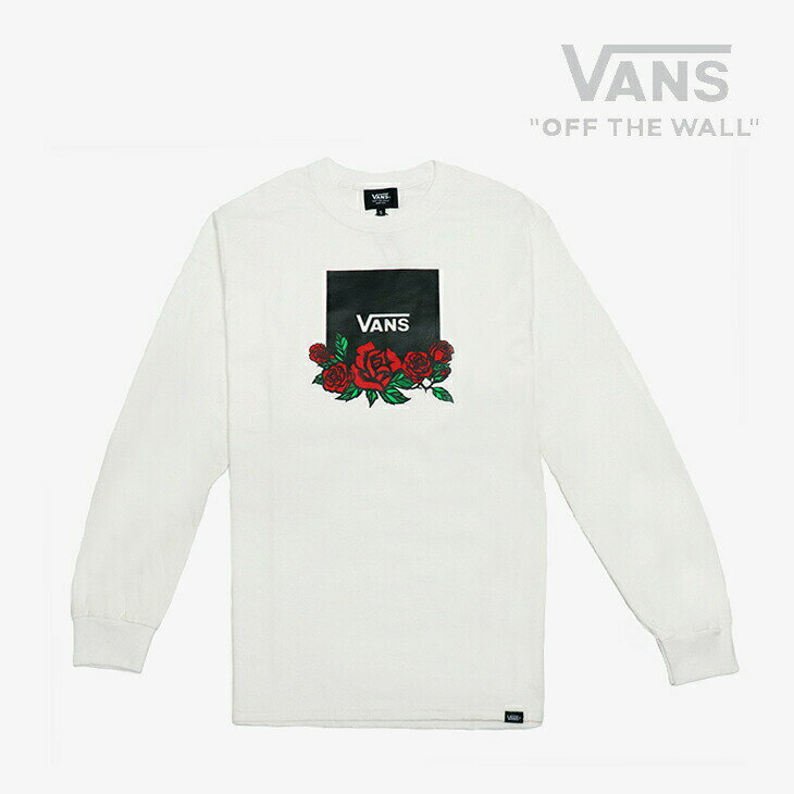 ▲THE SALE 半額以下！］VANS｜M Rose Boxlogo LS T-Shirts/ ヴァンズ/ローズ ボックスロゴ ロングスリーブ Tシャツ/ホワイト #