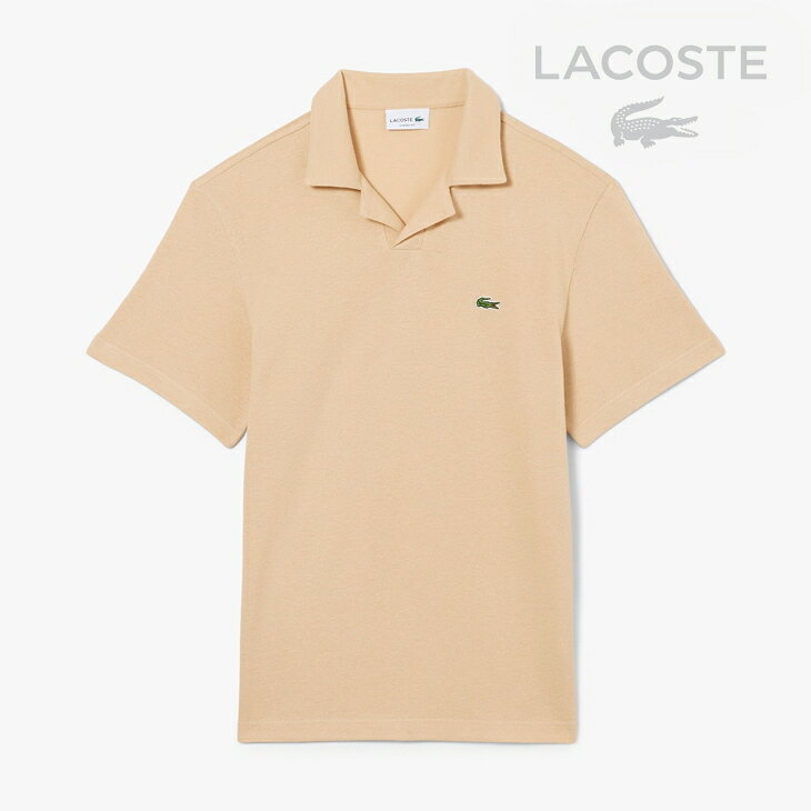 Rakuten - ・LACOSTE｜Open Collar Neck Polo Shirt/ ラコステ/オープン カラー ネック ショートスリーブ ポロ シャツ/ベージュ #