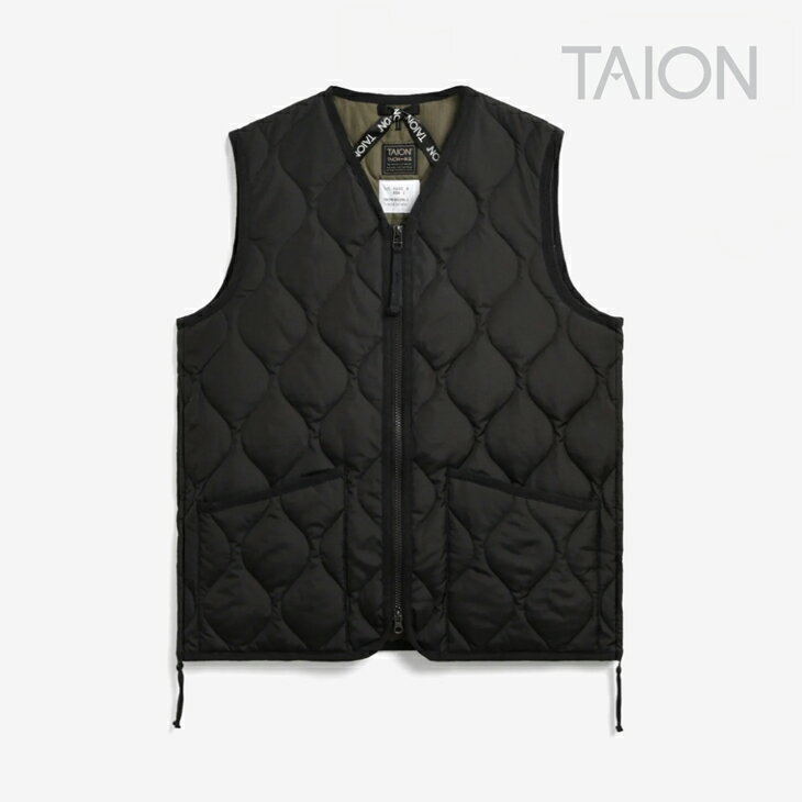 ・TAION｜W Military V Neck Zip Down Vest/ タイオン/ミリタリー ブイ ネック ジップ ダウン ベスト/..