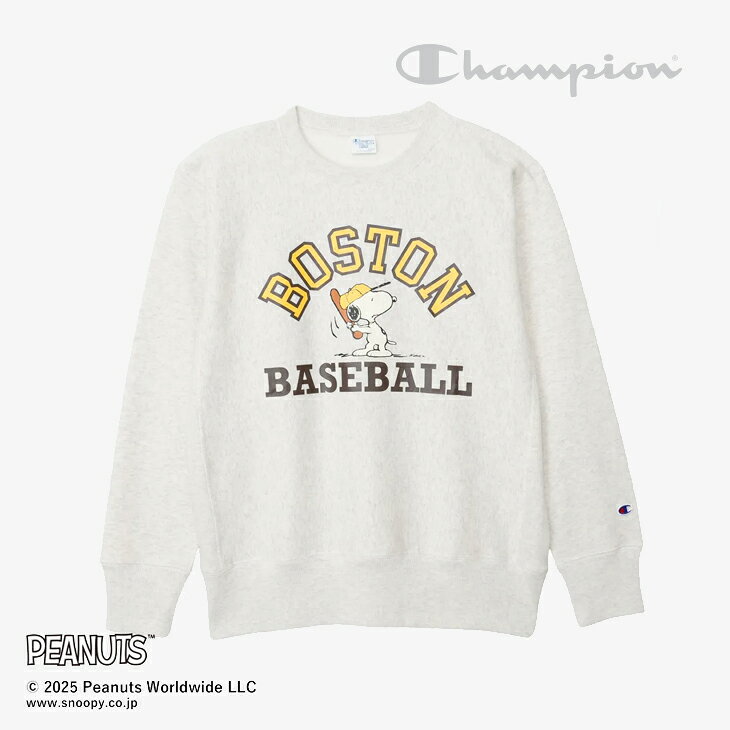 樂天商城 - ：CHAMPION｜x Peanuts Reverse Weave Crew Neck Sweat Shirt Snoopy Boston/ チャンピオン/リバース ウィーブ クルー ネック スウェット シャツ ピーナッツ ボストン/オートミール #