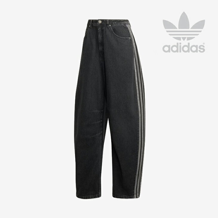 ・ADIDAS Originals｜W High Rise Barrel Leg Loose Denim Pants/ アディダス/ハイ ライズ バレル レッグ ルーズ デニム パンツ/トゥルーブラックデニム #
