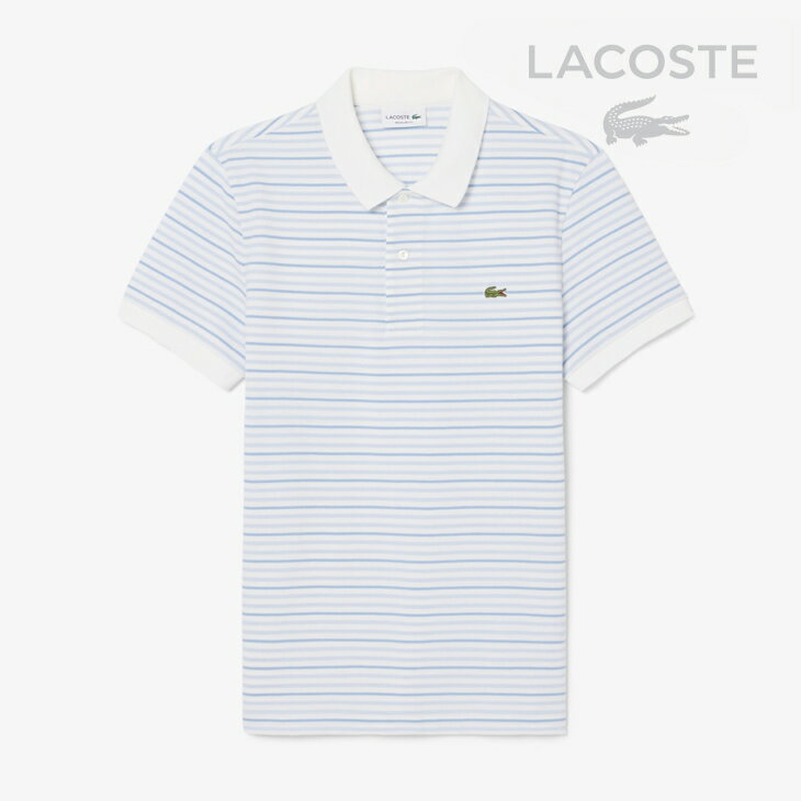 Rakuten - ・LACOSTE｜Striped Petit Pique SS Polo Shirt Classic Fit / ラコステ/ストライプ プチ ピケ ショートスリーブ ポロ シャツ クラシックフィット/ホワイトxブルー #