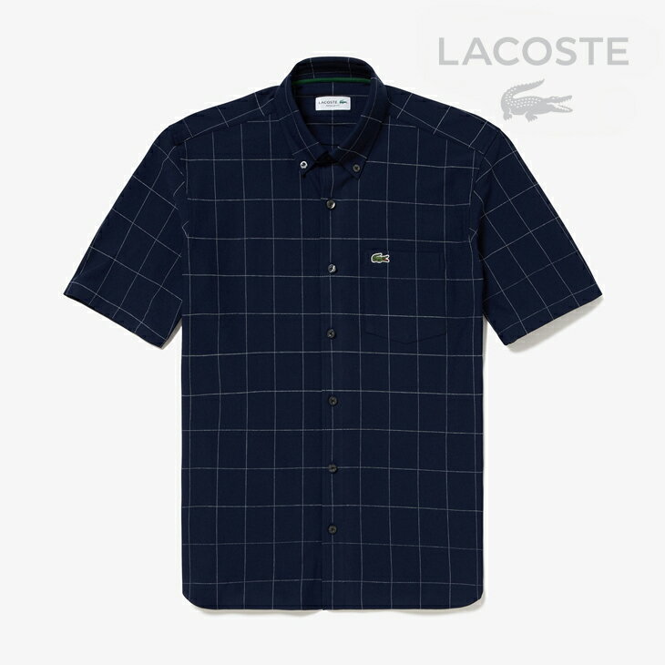 ・LACOSTE｜Window Pane Check Jersey SS Shirt/ ラコステ/ウィンドウ ペーン チェック ジャージ ショートスリーブ シャツ/ネイビー #