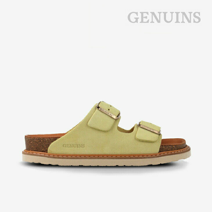 樂天商城 - ・GENUINS｜W Hawaii Velour Double Buckle Slide/ ジェヌインズ/ハワイ ベロア ダブル バックル スライド/バターイエロー #