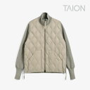 ・TAION|W Military Hi Neck Knit Down Jacket Soft Shell/ タイオン/ミリタリー ハイネック ニット ダウン ジャケット ソフトシェル/グレー ベージュ #