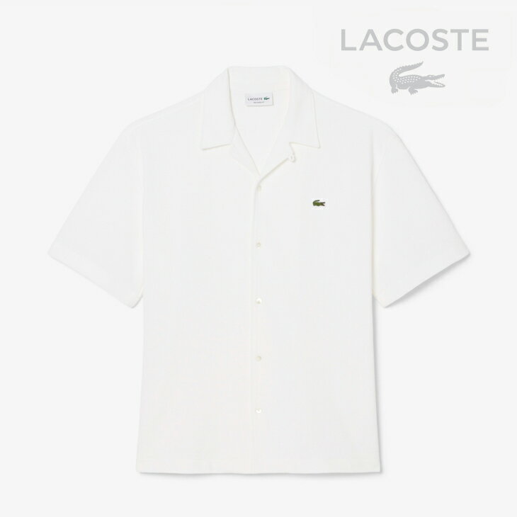 Rakuten - ・LACOSTE｜Pique Open Collar Short Sleeve Shirt Relaxed Fit/ ラコステ/ピケ オープン カラー ショート スリーブ シャツ リラックスド フィット/ホワイト #