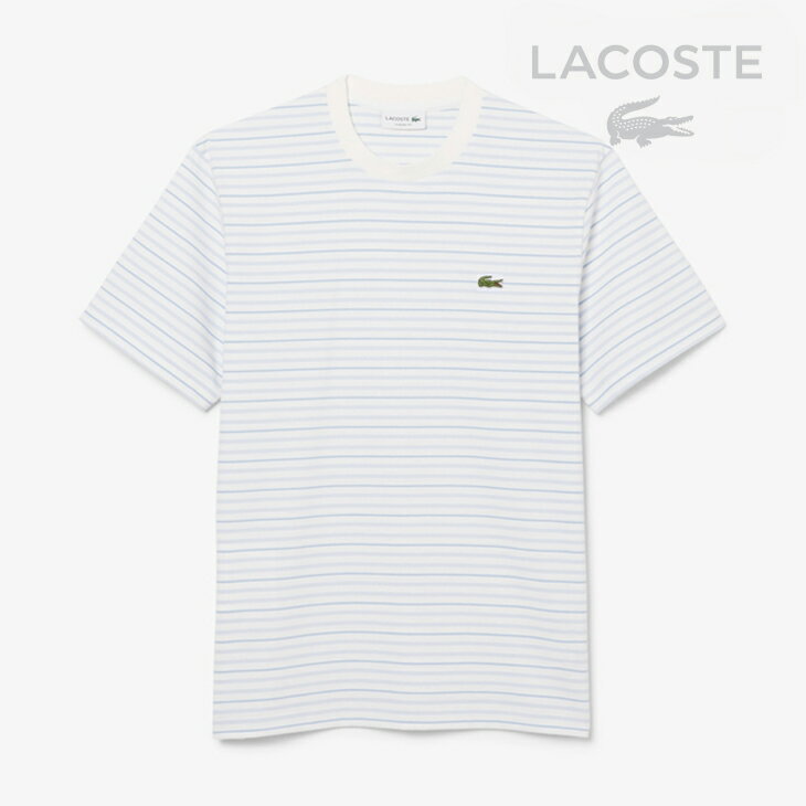 Rakuten - ・LACOSTE｜Striped Cotton SS T-Shirt/ ラコステ/ストライプド コットン ショートスリーブ Tシャツ/ホワイトxブルー #