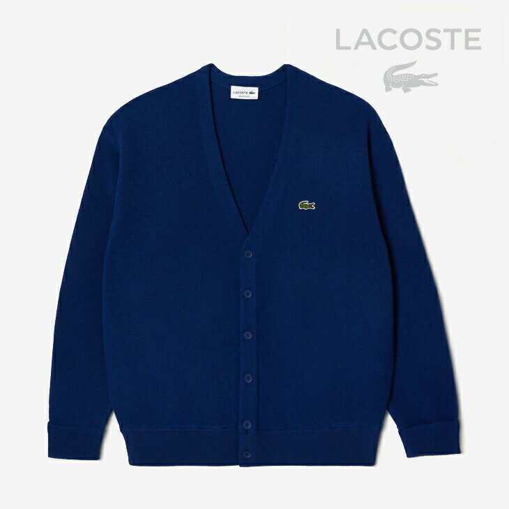 ＊LACOSTE｜Garter Knit V-Neck Cardigan Responsible wool/ ラコステ/ガーター ニット ブイネック カ..