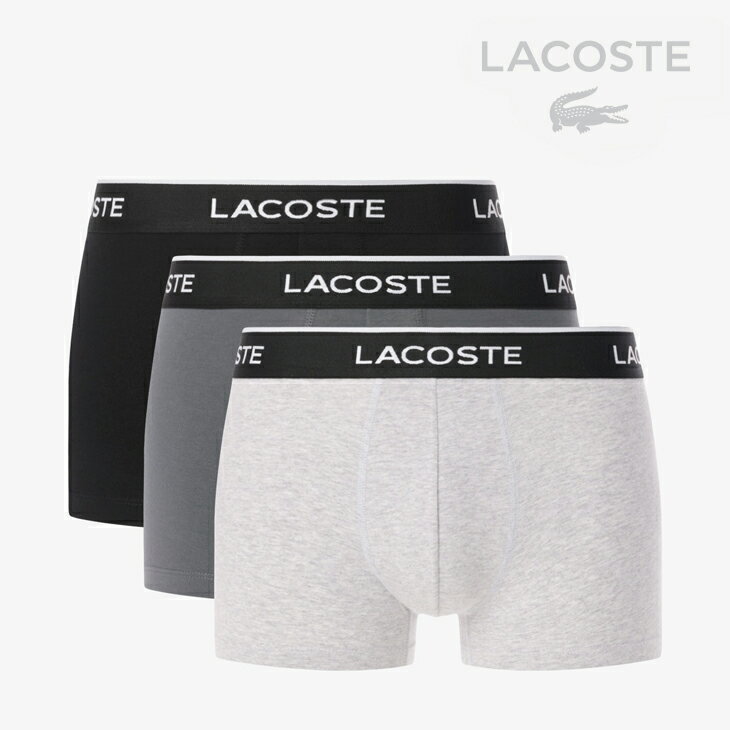 Rakuten - ・LACOSTE｜3 Pack Stretch Cotton Trunk Shorts Underwear/ ラコステ/3パック ストレッチ コットン トランク ショーツ アンダーウエア パンツ/グレー #