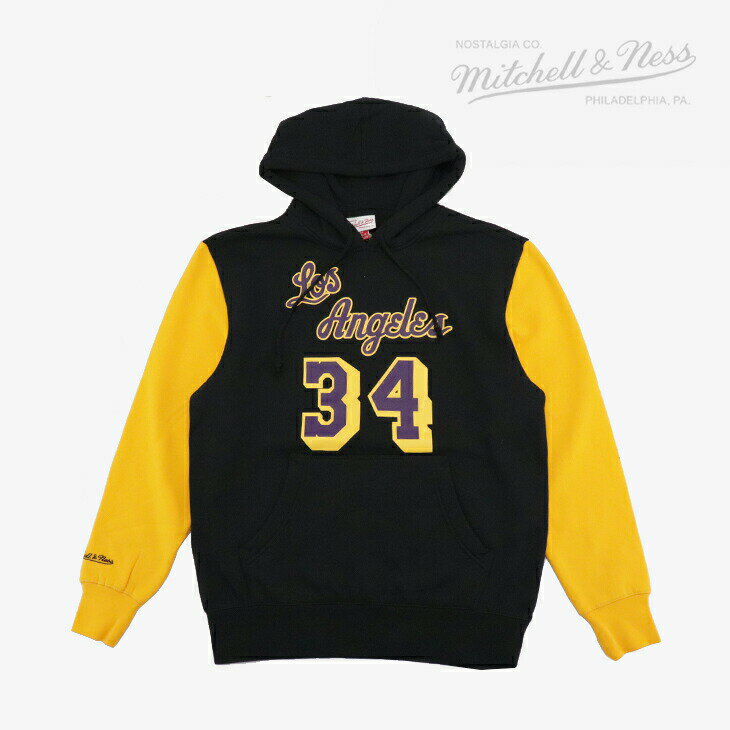 ・MITCHELL&NESS｜NBA N&N Fashion Hoody Lakers 04 Shaquille O Neal/ ミッチェルアンドネス/ファッション フーディー レイカーズ シャキール オニール/ブラックxゴールド #