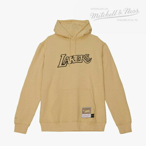 ・MITCHELL&NESS｜NBA Khaki Black Hoodie LA Lakers/ ミッチェルアンドネス/カーキ ブラック フーディ ロサンジェルス レイカーズ/タン #