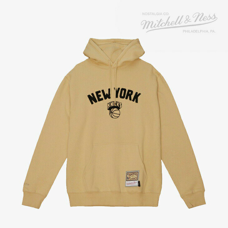 ・MITCHELL&NESS｜NBA Khaki Black Hoodie NY Knicks/ ミッチェルアンドネス/カーキ ブラック フーディ ニューヨーク ニックス/タン #